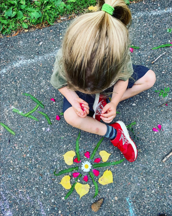 nature art on asphalt